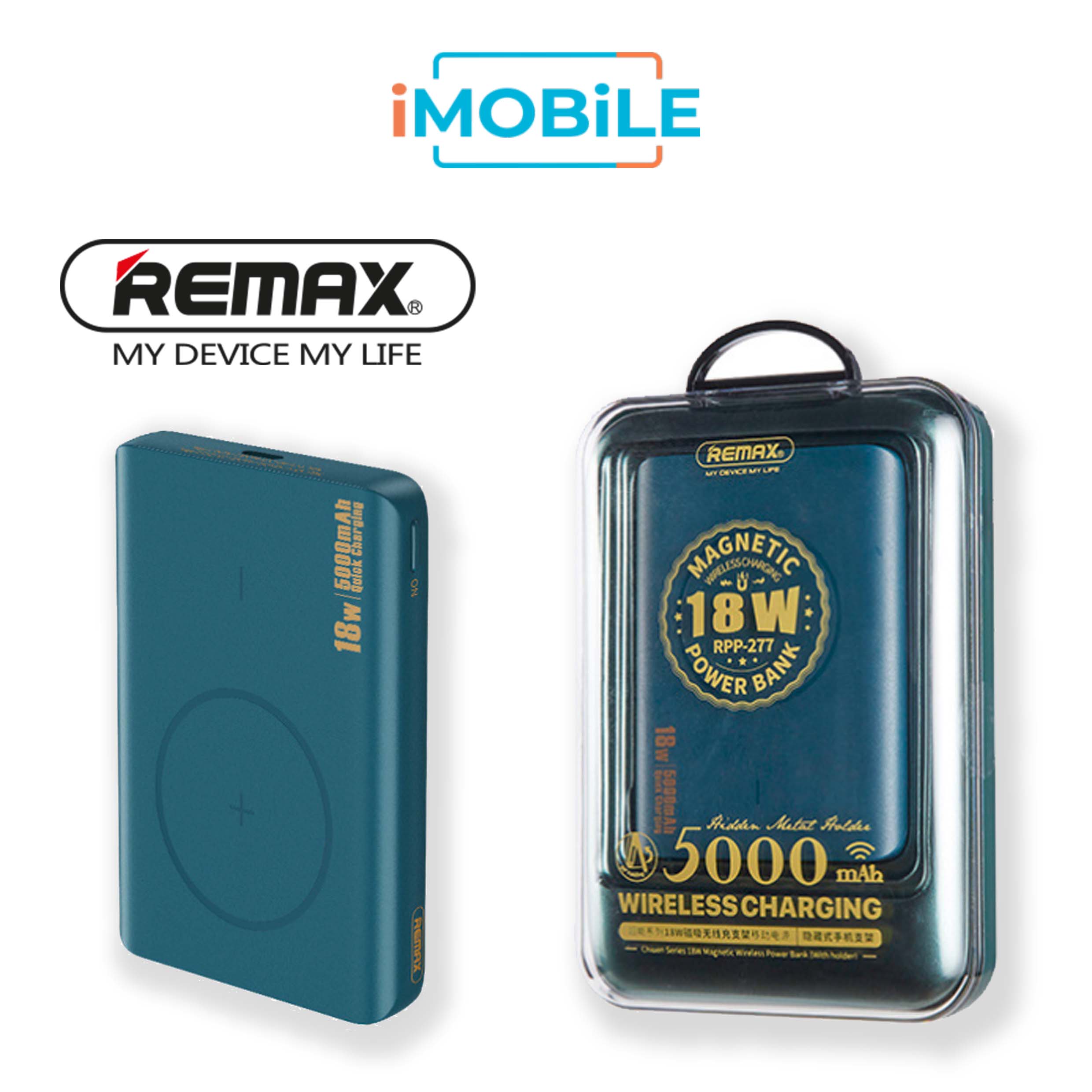 Remax 18W Chiuen Series Power Bank with Magsafe and Holder [RPP-277] [5,000 mAh] [1 Ports + Wireless MagSafe] Remax 22.5W Power Bank with Magsafe and Holder [RPP-277] [5,000 mAh] [1 Ports + MagSafe]