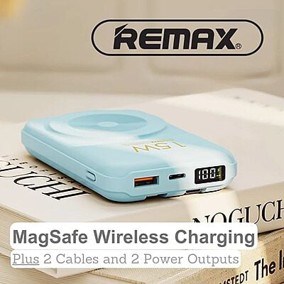 Remax Lefon Series 22.5w MagSafe Wireless Charge Power Bank [RPP-281] [10,000 mAh] [2 Ports + Wireless MagSafe]