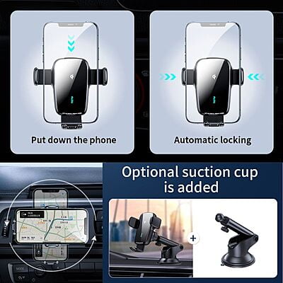 Totu Thunder Series [CACW-054] Automatic Alignment Wireless Car Bracket for AirVent or Window/Dashboard