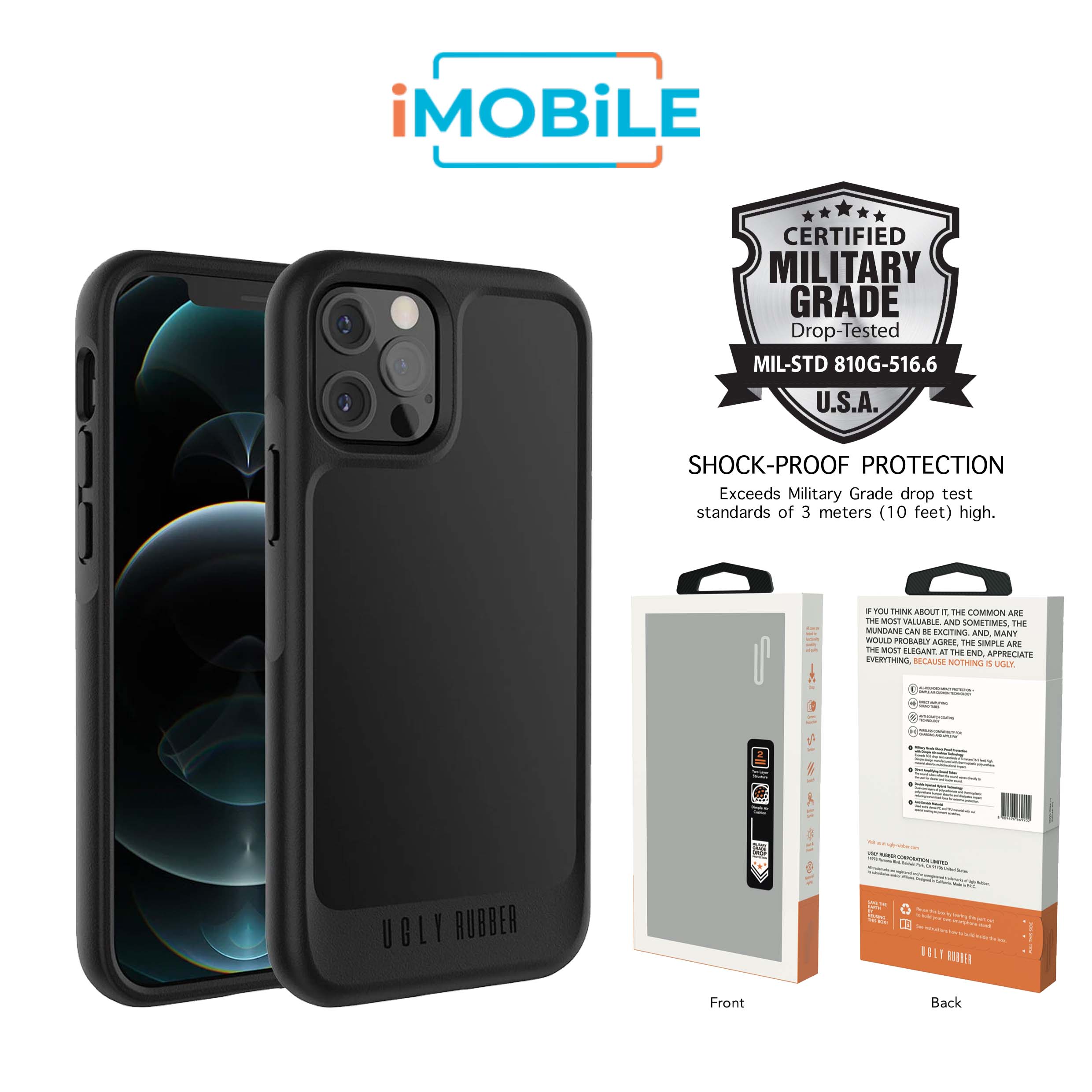 UR U-Model Case, iPhone 12 / 12 Pro [Black] [3m Drop Protection]