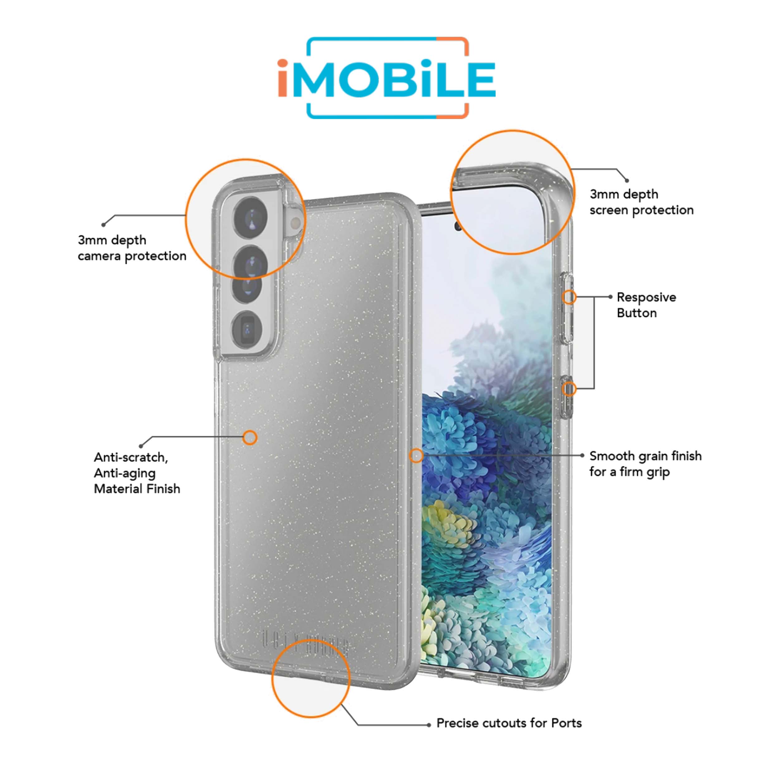 UR Vogue Glitter Infused Armor Case, Samsung s22 [1.2M Drop Protection]