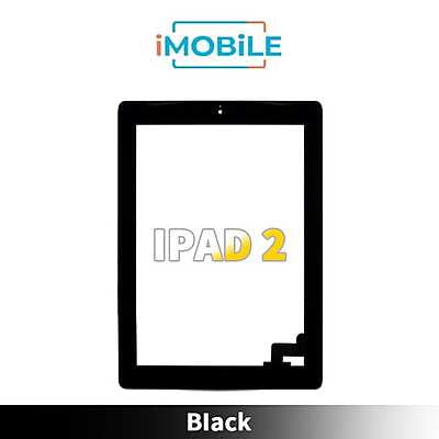 iPad 2 (9.7 Inch) Compatible Touch Digitizer Screen With Home Button Assembly and Adhesive Tape Attached [Black]