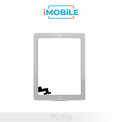 iPad 2 (9.7 Inch) Compatible Touch Digitizer Screen With Home Button Assembly and Adhesive Tape Attached [White]