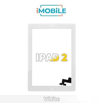 iPad 2 (9.7 Inch) Compatible Touch Digitizer Screen With Home Button Assembly and Adhesive Tape Attached [White]