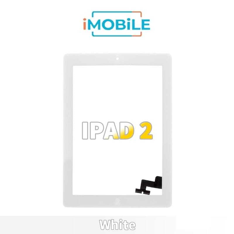 iPad 2 (9.7 Inch) Compatible Touch Digitizer Screen With Home Button Assembly and Adhesive Tape Attached [White]