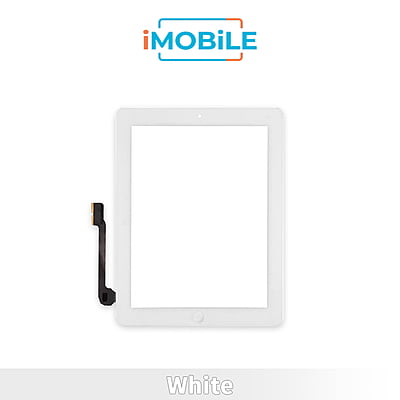 iPad 3 / iPad 4 (9.7 Inch) Compatible Touch Digitizer Screen With Home Button Assembly and Adhesive Tape Attached [White] [Include Adhesive]