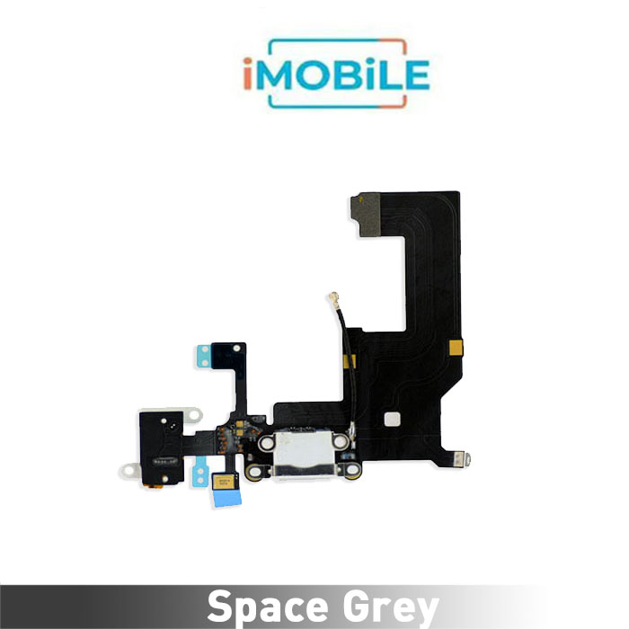 iPhone 5 Compatible Charging Port Earphone Port Flex Cable With Microphone [Space Grey]