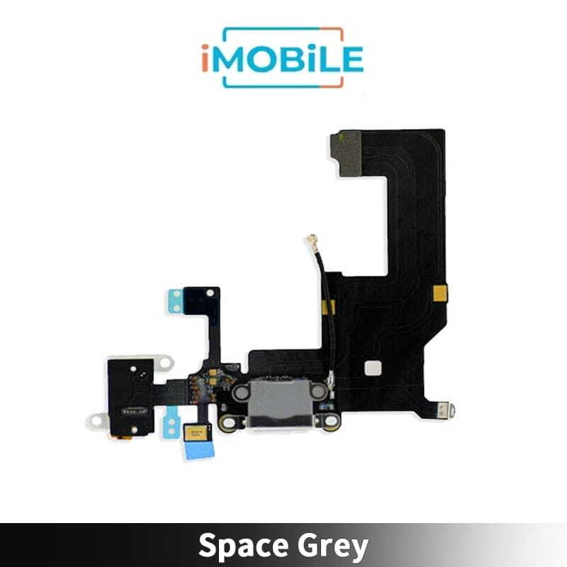 iPhone 5 Compatible Charging Port Earphone Port Flex Cable With Microphone [Space Grey]