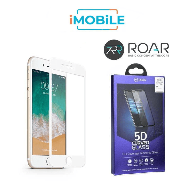 Roar 2.5D Tempered Glass, iPhone 6/6s [White]