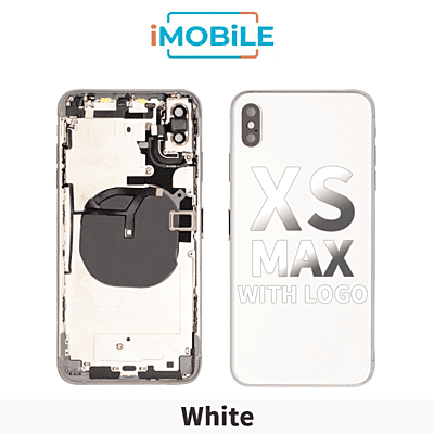 iPhone XS Max Compatible Back Housing [with Tested Button Flex and Brackets] [White]