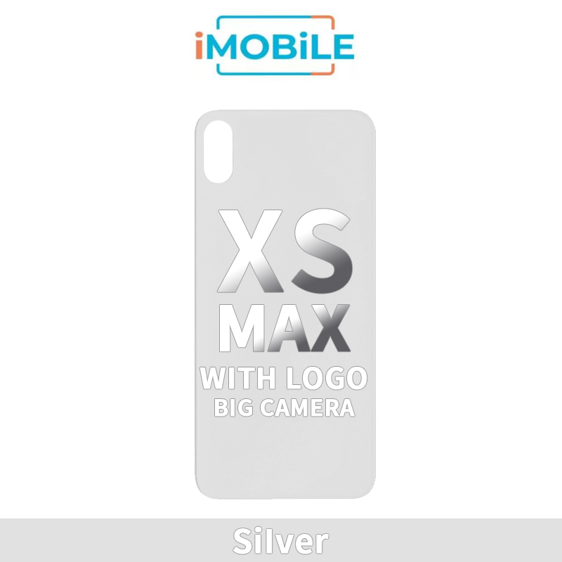 iPhone XS Max Compatible Back Cover Glass With Big Camera Hole [Silver]