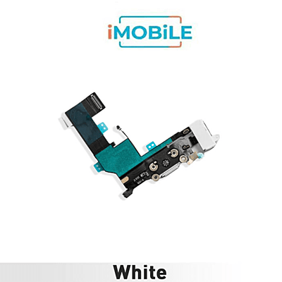 iPhone SE Compatible Charging Port With Flex Cable, Headphone Jack And Microphone [White]