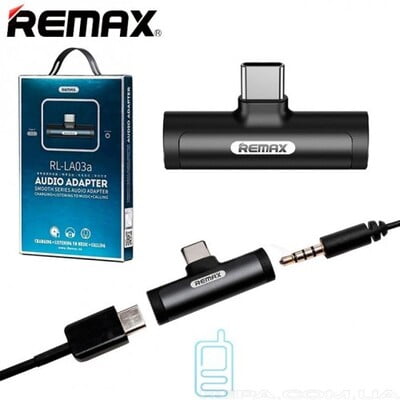 Remax [RL-LA03a] 2in1 Audio Splitter Converter -  Type-C to Type-C +3.5mm [Samsung Incompatible, Only for Music]